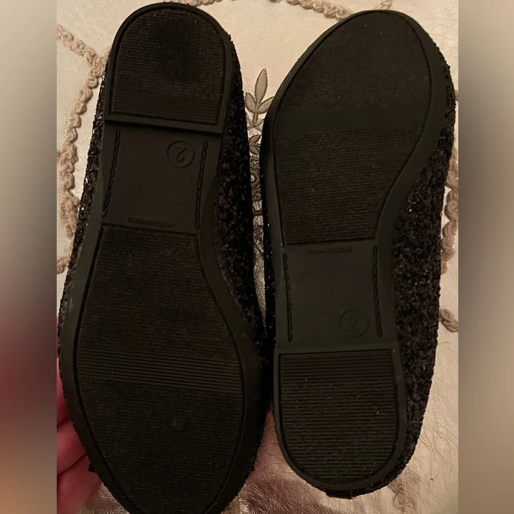 Cat & Jack black sparkling ballet flats with velvet bow